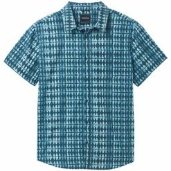 Chemises PRANA ROOTS STUDIO SHIRT LANKAI 22 Bleu / Blanc