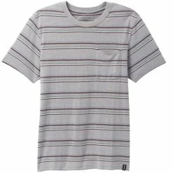 T-shirts PRANA CARDIFF SS POCKET T-SHIRT ALLOY STRIPE 22 Gris / Multicolore
