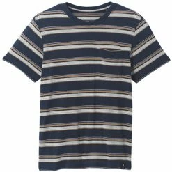 T-shirts PRANA CARDIFF SS POCKET T-SHIRT NAUTICAL STRIPE 22 Bleu / Vert / Orange