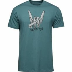 T-shirts BLACK DIAMOND M ROCK ON SS TEE RAGING SEA 22 Vert / Gris