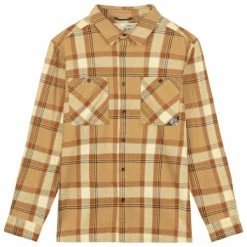 Chemises PICTURE RELOWA SHIRT PLAID WOOD ASH 23 Beige / Marron / Orange