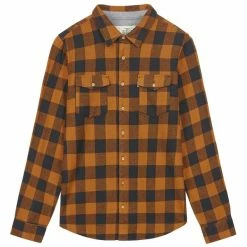 Chemises PICTURE HILLSBORO SHIRT BLACK/NUTZ 23 Orange / Noir