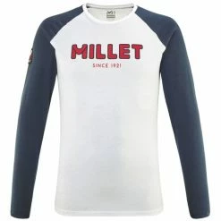 T-shirts MILLET HERITAGE TS LS M WHITE/SAPHIR 23 Blanc / Bleu
