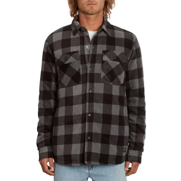 Chemises VOLCOM BOWERED FLEECE LS PEWTER 23 Gris / Noir 6 Chemises VOLCOM BOWERED FLEECE LS PEWTER 23 Gris / Noir – Image 4