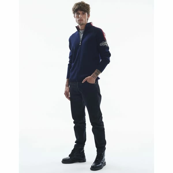 Pulls DALE OF NORWAY SPIRIT M JACKET NAVY OFFWHITE RASPBERRY Bleu 6 Pulls DALE OF NORWAY SPIRIT M JACKET NAVY OFFWHITE RASPBERRY Bleu – Image 4