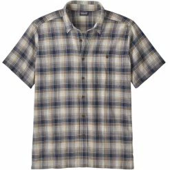 Chemises PATAGONIA M'S A/C SHIRT COOP LOCAL HARV STONE BLUE 22 Bleu / Marron