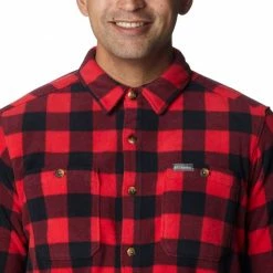 Chemises COLUMBIA FLARE GUN FLEECE OVER SHIRT MOUNTAIN RED CHECK 23 Rouge / Noir -Vêtements casual Homme Soldes Boutique 9 116896 1866624 613 04