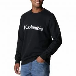 Sweatshirts COLUMBIA LOGO FLEECE CREW BLACK WHITE CHECK 23 Noir -Vêtements casual Homme Soldes Boutique 9 116904 logo fleece crew black white check 1884931 016 03