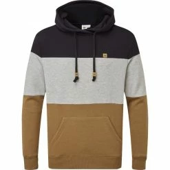 Sweatshirts TENTREE TREEFLEECE BLOCKED REYNARD HOODIE METEORITE BLACK/HI RISE GREY HEATHER/FOXTROT BROWN 23 Noir / Gris / Marron