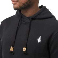 Sweatshirts TENTREE TREEFLEECE GOLDEN SPRUCE HOODIE METEORITE BLACK/WHITE EMB 23 Noir -Vêtements casual Homme Soldes Boutique 9 118110 tcm5231 2329 03