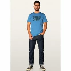 T-shirts SNAP LOGO T-SHIRT STEEL BLUE 22 Bleu -Vêtements casual Homme Soldes Boutique 9 73455 logo t shirt steel blue mt0004 010 04