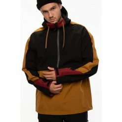 Vestes 686 MENS WATERPROOF ANORAK GOLDEN BROWN CLRBLK 21 Marron / Noir -Vêtements casual Homme Soldes Boutique 9 80862 mens waterproof anorak golden brown clrblk m0wcst02 gobc 03