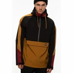 Vestes 686 MENS WATERPROOF ANORAK GOLDEN BROWN CLRBLK 21 Marron / Noir -Vêtements casual Homme Soldes Boutique 9 80862 mens waterproof anorak golden brown clrblk m0wcst02 gobc 04
