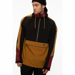 Vestes 686 MENS WATERPROOF ANORAK GOLDEN BROWN CLRBLK 21 Marron / Noir -Vêtements casual Homme Soldes Boutique 9 80862 mens waterproof anorak golden brown clrblk m0wcst02 gobc 05