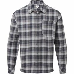 Chemises TENTREE BENSON FLANNEL SHIRT METEORITE BLACK SPRUCE PLAID 22 Bleu / Gris