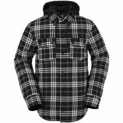Vestes VOLCOM FIELD INS FLANNEL JACKET BLACK 22 Noir / Blanc