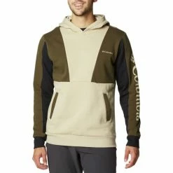 Sweatshirts COLUMBIA LODGE COLORBLOCK HOODIE ANCIENT FOSSIL OLIVE GREEN BLK 22 Beige / Noir / Vert